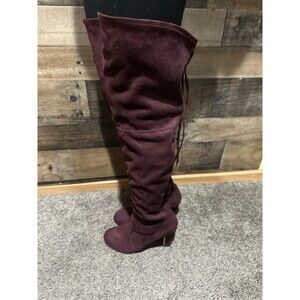 betseyville knee high boots womens purple 8.5 4inch heel